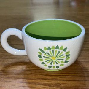 Starbucks Coffee Cup Mug 14 oz. Hand Painted Green Flower